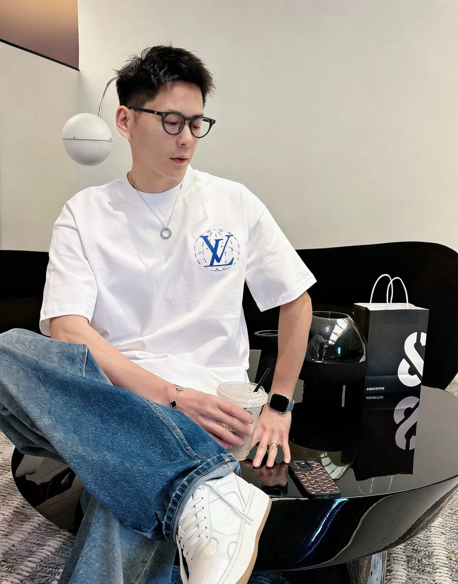 Louis Vuitton/Louis Vuitton Earth letter slogan printed short sleeves